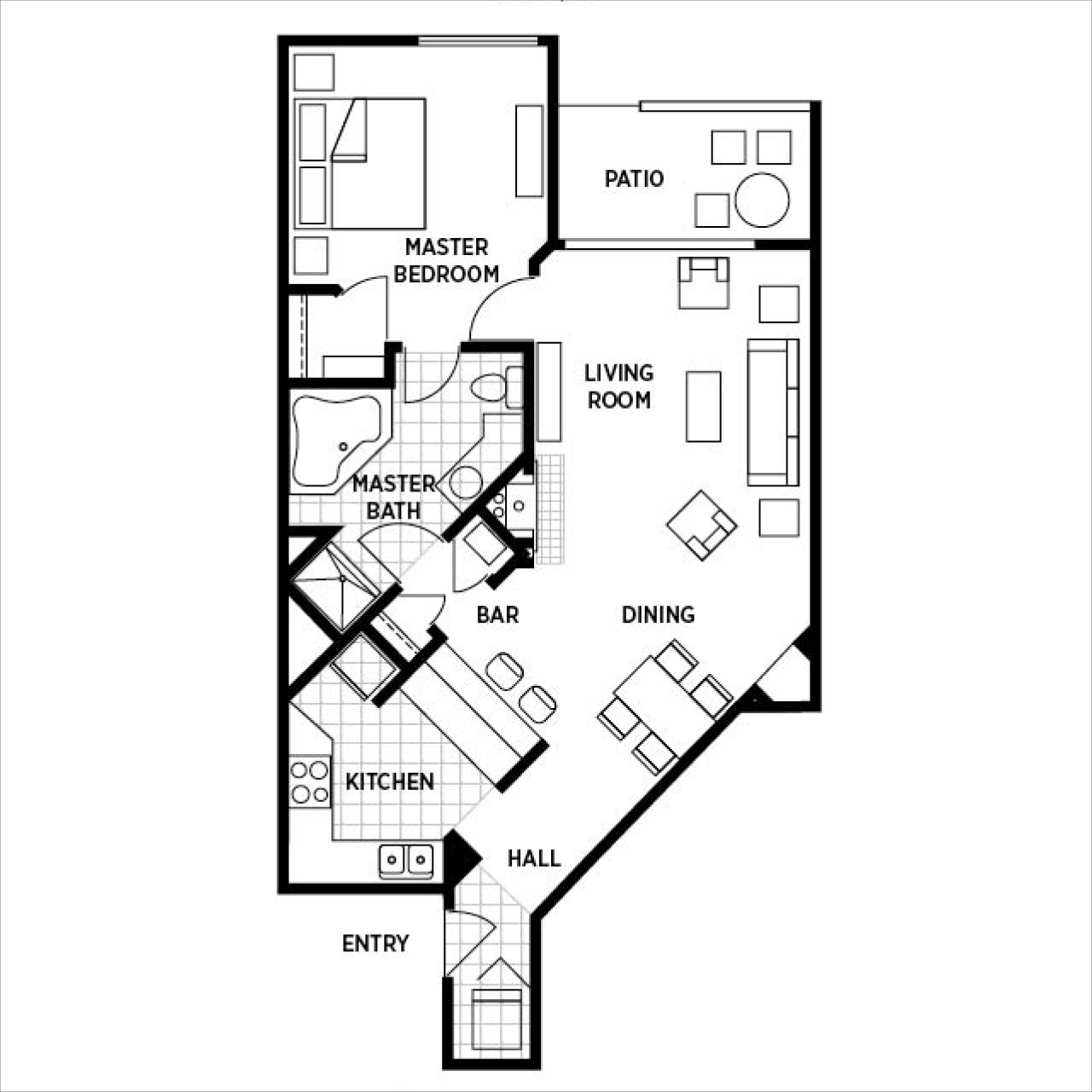 Scottsdale Villa Mirage 1 Bedroom Floor Plan